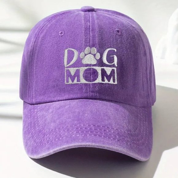 "Dog Mom" cap - washed purple, adjustable - Picture 4 of 5